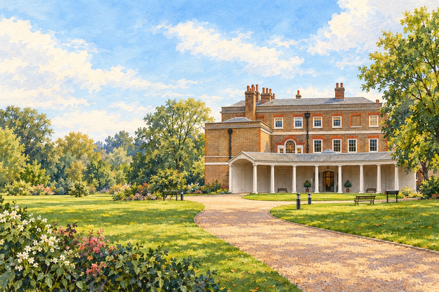 Artist's impression of Valentines Mansion in Ilford